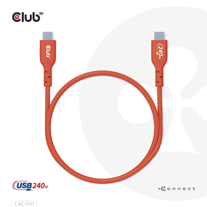 Club 3D USB 2.0 Typ-C Kabel Bidirektional USB-IF 480Mb PD 240W St./St. 4m orange