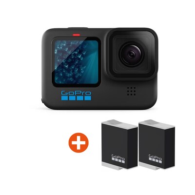 GOPro Akku günstig Kaufen-GoPro Set Hero 11 Black 5,3K60/4K120-Action Cam + 2 x Zusatzakku. GoPro Set Hero 11 Black 5,3K60/4K120-Action Cam + 2 x Zusatzakku <![CDATA[• Actioncam, Staub-/Spritzwasserschutz, Wasserdicht • Video: 5K Videoaufnahme (5.312 x 4.648 Pixel, 60 fps) •