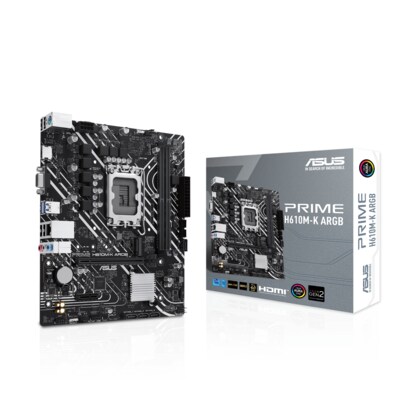 IC Sockel günstig Kaufen-ASUS PRIME H610M-K ARGB mATX Mainboard Sockel 1700 HDMI/VGA. ASUS PRIME H610M-K ARGB mATX Mainboard Sockel 1700 HDMI/VGA <![CDATA[• mATX Mainboard mit Sockel Intel 1700 für Intel Core 13. Generation-CPU • Intel H610-Chipsatz, Intel HD Graphics Grafik