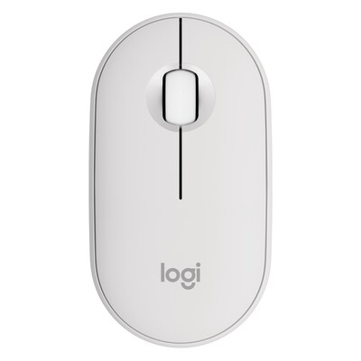 Logitech Pebble Mouse 2 M350S Weiß - Schlanke, kompakte Bluetooth®-Maus