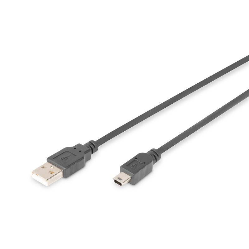 DIGITUS USB 2.0 Anschlusskabel, Typ A - mini B (5pin) St/St, 1.8m schwarz