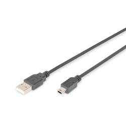 DIGITUS USB 2.0 Anschlusskabel, Typ A - mini B (5pin) St/St, 3.0m schwarz