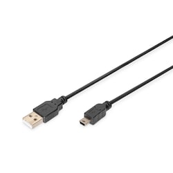DIGITUS USB 2.0 Anschlusskabel, Typ A - mini B (5pin) St/St, 1.8m schwarz