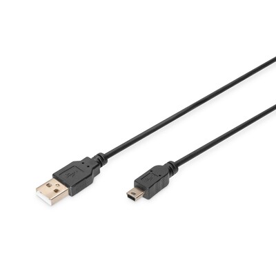 Standard,Farbe günstig Kaufen-DIGITUS USB 2.0 Anschlusskabel, Typ A - mini B (5pin) St/St, 1.8m schwarz. DIGITUS USB 2.0 Anschlusskabel, Typ A - mini B (5pin) St/St, 1.8m schwarz <![CDATA[• USB-Kabel • Anschlüsse: USB Typ A und USB mini B • Farbe: schwarz • Adern aus Kupfer 