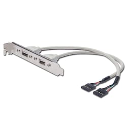 DIGITUS USB Slotblechkabel, 2x Typ A - 2x5pin IDC, Bu/Bu,0.25m beige