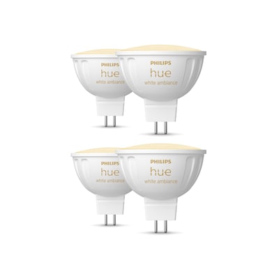 Sockel günstig Kaufen-Philips Hue White Ambiance MR16 LED-Lampe 400lm, 4er Pack. Philips Hue White Ambiance MR16 LED-Lampe 400lm, 4er Pack <![CDATA[• Austauschtype: LED-Lampe / Sockel: GU5.3 / Lichtfarbe: neutralweiß • Energieeffizienzklasse: G • Amazon Alexa - Apple Ho