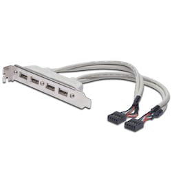 DIGITUS USB Slotblechkabel, 4x Typ A - 2x10pin IDC Bu/Bu, 0.25m