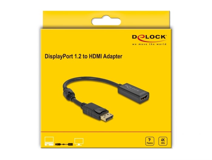 Delock Adapter DisplayPort 1.2 Stecker zu HDMI Buchse 4K Passiv schwarz