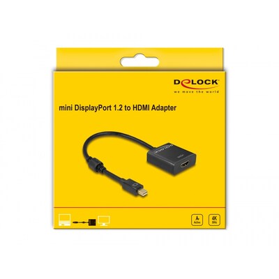 Hdmi günstig Kaufen-Delock Adapter mini DisplayPort 1.2 Stecker  HDMI Buchse 4K Aktiv schwarz. Delock Adapter mini DisplayPort 1.2 Stecker  HDMI Buchse 4K Aktiv schwarz <![CDATA[• Adapter • Anschlüsse: HDMI-Buchse und Mini Displayport • Farbe: schwarz • passend für