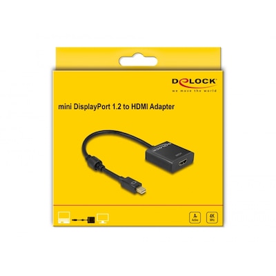 HD Schwarz günstig Kaufen-Delock Adapter mini DisplayPort 1.2 Stecker  HDMI Buchse 4K Aktiv schwarz. Delock Adapter mini DisplayPort 1.2 Stecker  HDMI Buchse 4K Aktiv schwarz <![CDATA[• Adapter • Anschlüsse: HDMI-Buchse und Mini Displayport • Farbe: schwarz • passend für