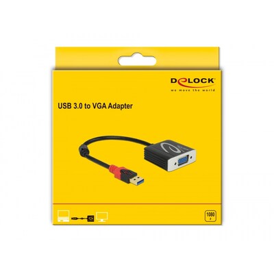 Adapter Stecker günstig Kaufen-Delock Adapter USB 3.0 Typ-A Stecker  VGA Buchse. Delock Adapter USB 3.0 Typ-A Stecker  VGA Buchse <![CDATA[• Adapter • Anschlüsse: HDMI-Buchse und VGA-Buchse • Farbe: schwarz • passend für: Daten • Farbe: Schwarz]]>. 