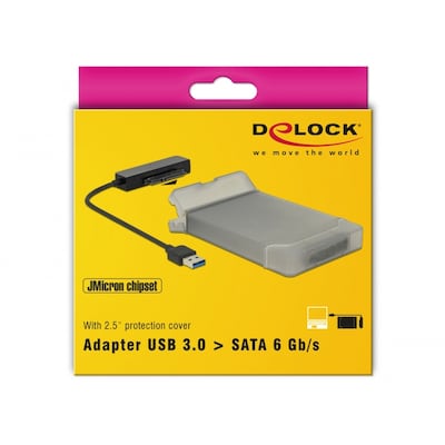 Delock günstig Kaufen-Delock Konverter USB 3.0 Typ-A Stecker > 22 Pin SATA 6 Gb/s mit 2.5″ Schutzhülle. Delock Konverter USB 3.0 Typ-A Stecker > 22 Pin SATA 6 Gb/s mit 2.5″ Schutzhülle <![CDATA[• Adapter • Anschlüsse: USB Typ A und S-ATA • 