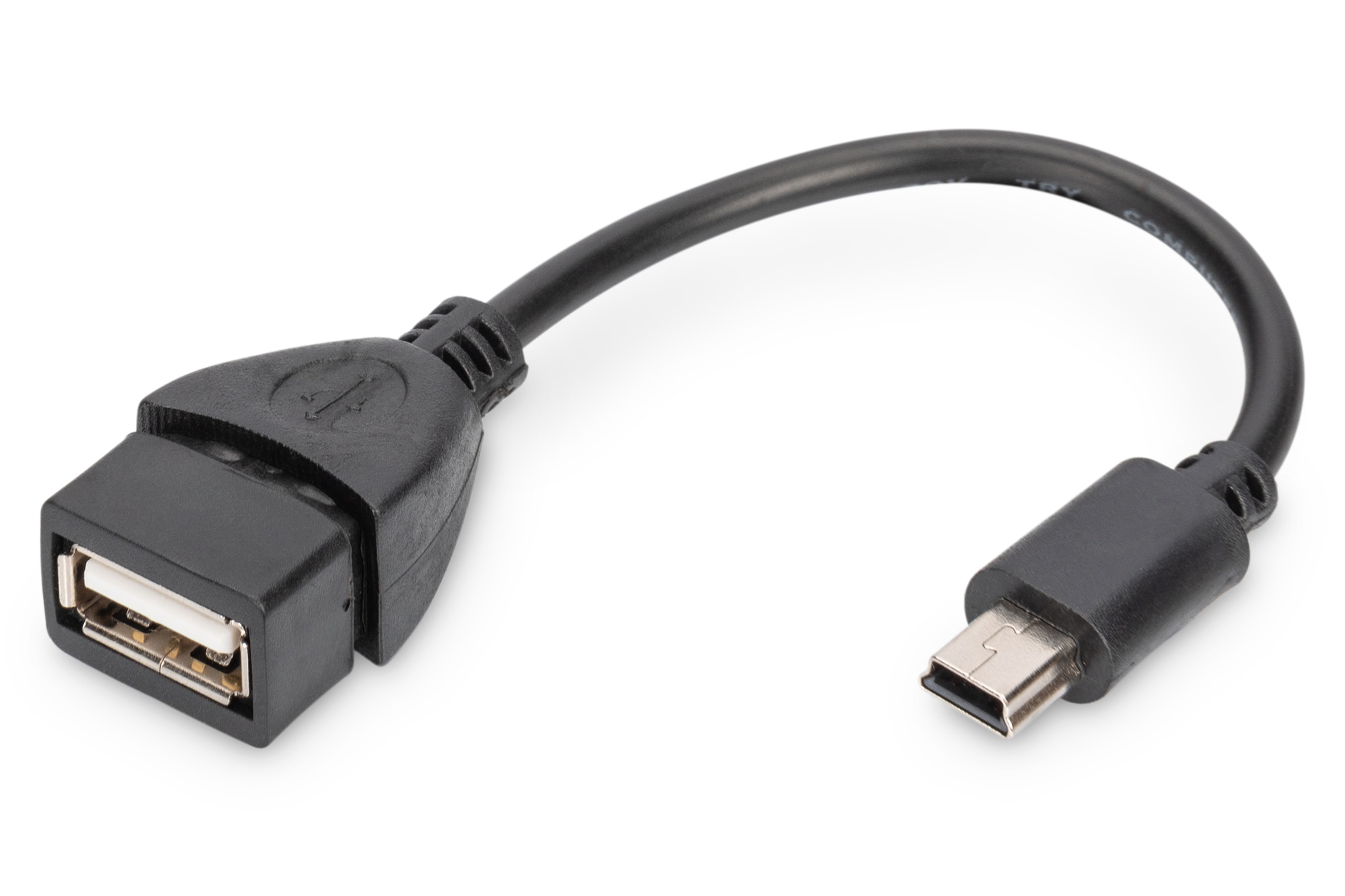 DIGITUS USB 2.0 Adapterkabel, OTG, Typ mini B - A St/Bu, 0,2m schwarz