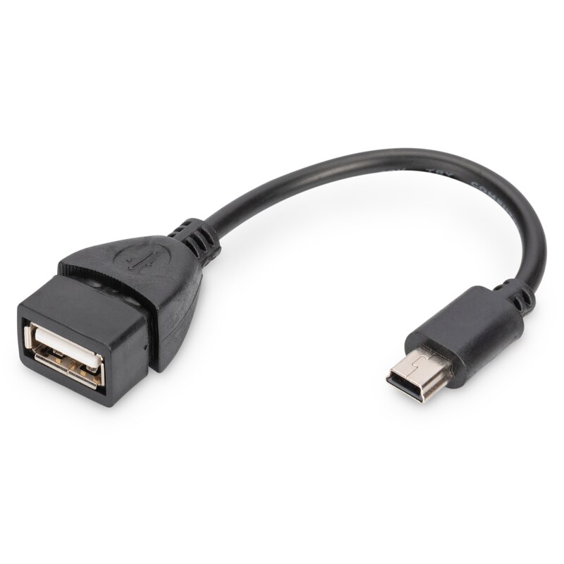 DIGITUS USB 2.0 Adapterkabel, OTG, Typ mini B - A St/Bu, 0,2m schwarz