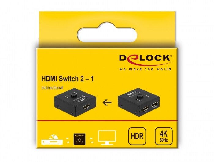 Delock HDMI 2 - 1 Umschalter bidirektional 4K 60 Hz kompakt