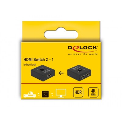 Delock HDMI 2 - 1 Umschalter bidirektional 4K 60 Hz kompakt