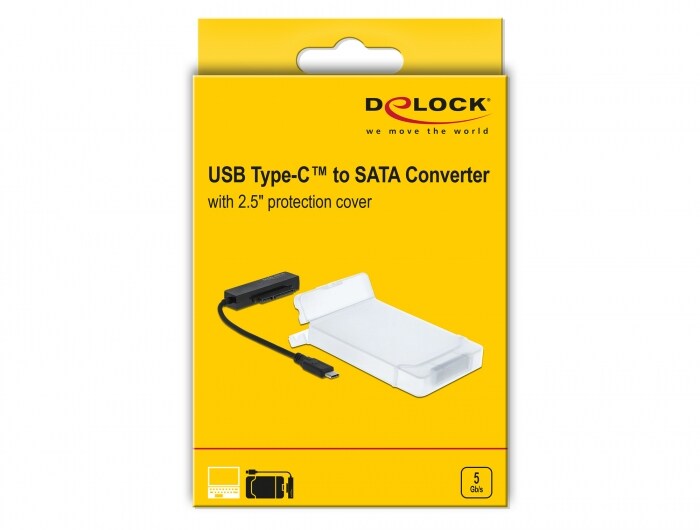 Delock USB Type-C&trade; zu SATA Konverter mit 2.5&Prime; Schutzh&uuml;lle