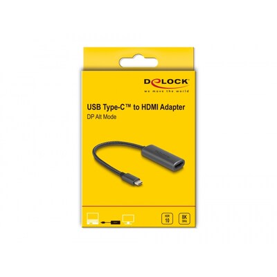 ADAPTER  günstig Kaufen-Delock USB Type-C™ Adapter zu HDMI (DP Alt Mode) 8K mit HDR Funktion Aluminium. Delock USB Type-C™ Adapter zu HDMI (DP Alt Mode) 8K mit HDR Funktion Aluminium <![CDATA[• Adapter • Anschlüsse: Displayport und HDMI-Buchse • Farbe: schwa
