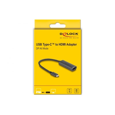 8K DisplayPort günstig Kaufen-Delock USB Type-C™ Adapter zu HDMI (DP Alt Mode) 8K mit HDR Funktion Aluminium. Delock USB Type-C™ Adapter zu HDMI (DP Alt Mode) 8K mit HDR Funktion Aluminium <![CDATA[• Adapter • Anschlüsse: Displayport und HDMI-Buchse • Farbe: schwa
