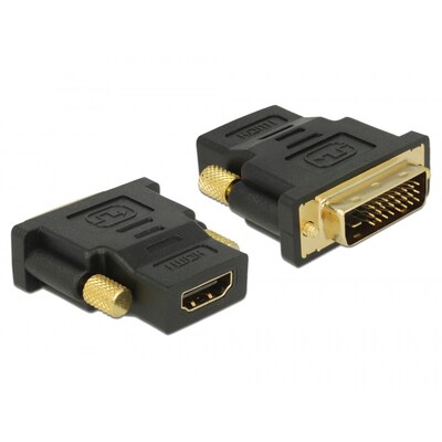 HDMI A günstig Kaufen-Delock Adapter DVI 24+1 Pin Stecker  HDMI Buchse. Delock Adapter DVI 24+1 Pin Stecker  HDMI Buchse <![CDATA[• Adapter • Anschlüsse: DVI-D (24+1) Single Link und • Farbe: schwarz • passend für: Daten • Farbe: Schwarz]]>. 