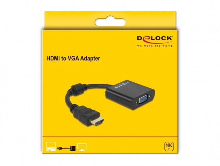 Delock Adapter HDMI Stecker zu VGA Buchse schwarz