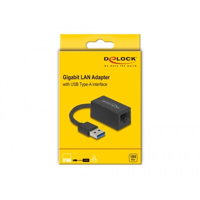 Schwarz  günstig Kaufen-Delock Adapter SuperSpeed USB (USB 3.2 Gen 1) mit USB Typ-A Stecker. Delock Adapter SuperSpeed USB (USB 3.2 Gen 1) mit USB Typ-A Stecker <![CDATA[• Adapter • Anschlüsse: RJ45-Buchse und USB Typ A • Farbe: schwarz • passend für: Daten • Farbe: 