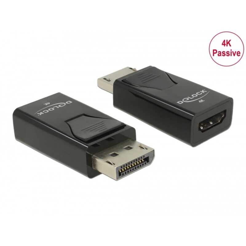 Delock Adapter DisplayPort 1.2 Stecker zu HDMI Buchse 4K Passiv schwarz