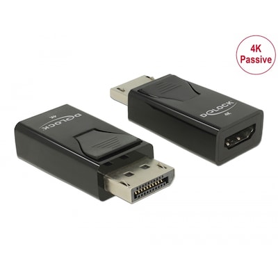 HD Display günstig Kaufen-Delock Adapter DisplayPort 1.2 Stecker zu HDMI Buchse 4K Passiv schwarz. Delock Adapter DisplayPort 1.2 Stecker zu HDMI Buchse 4K Passiv schwarz <![CDATA[• Adapter • Anschlüsse: Displayport und HDMI-Buchse • Farbe: schwarz • passend für: Daten 