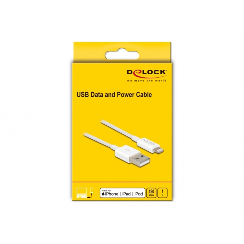 Delock USB Daten- und Ladekabel für iPhone™, iPad™, iPod™ weiß 1 m