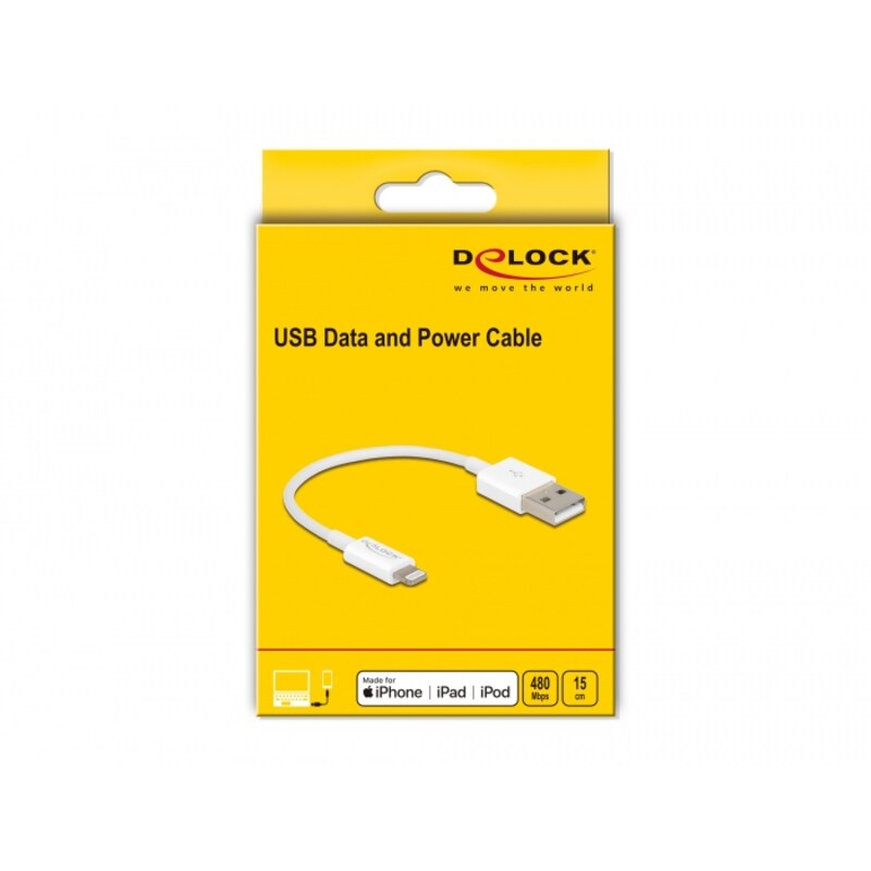 Delock USB Daten- und Ladekabel für iPhone™, iPad™, iPod™ weiß 15 cm