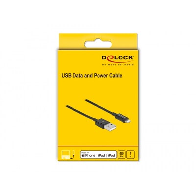 Light USB günstig Kaufen-Delock USB Daten- und Ladekabel für iPhone™, iPad™, iPod™ schwarz 1 m. Delock USB Daten- und Ladekabel für iPhone™, iPad™, iPod™ schwarz 1 m <![CDATA[• Adapter • Anschlüsse: Lightning und USB Typ A 