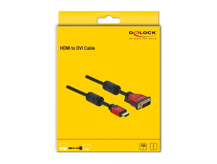 Delock HDMI zu DVI 24+1 Kabel bidirektional 2 m