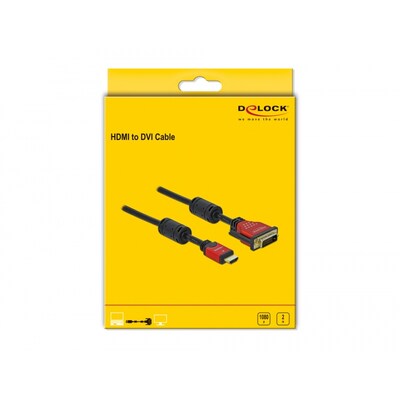 Kabel Delock günstig Kaufen-Delock HDMI zu DVI 24+1 Kabel bidirektional 2 m. Delock HDMI zu DVI 24+1 Kabel bidirektional 2 m <![CDATA[• Adapter • Anschlüsse: HDMI-Stecker und DVI-D (24+1) Single Link • Farbe: schwarz • passend für: Daten • Farbe: Schwarz]]>. 