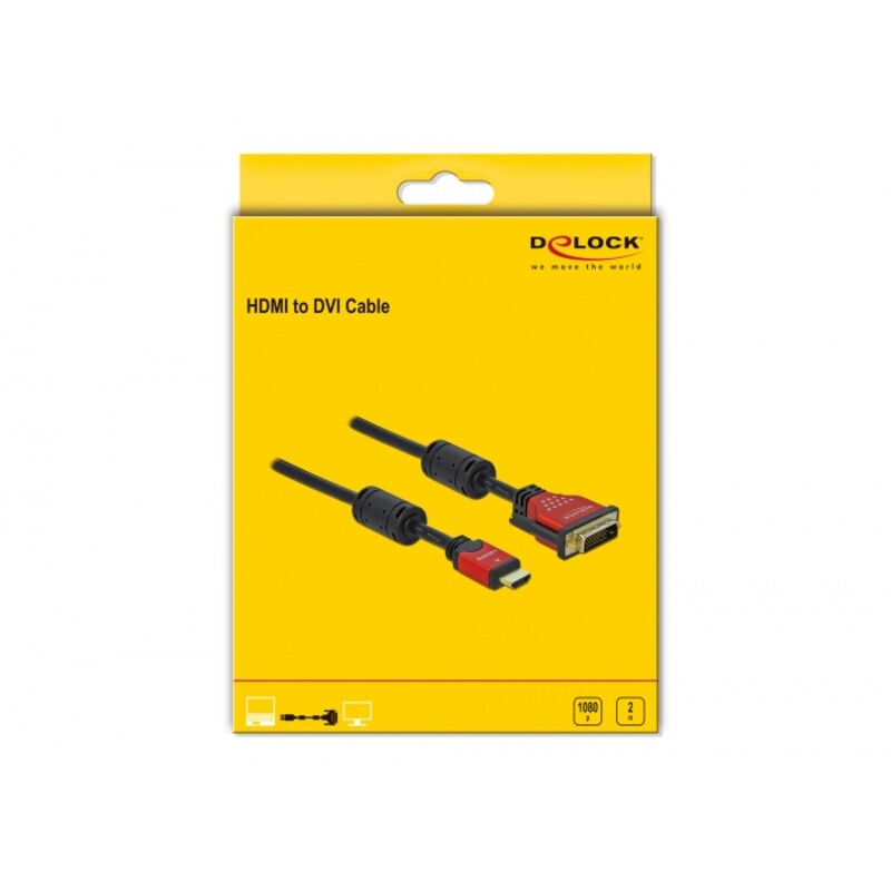 Delock HDMI zu DVI 24+1 Kabel bidirektional 2 m