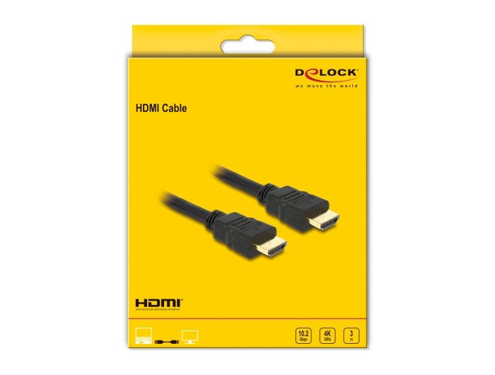 Delock Kabel High Speed HDMI mit Ethernet &ndash; HDMI A Stecker &amp;gt; HDMI Stecker 4K 3m