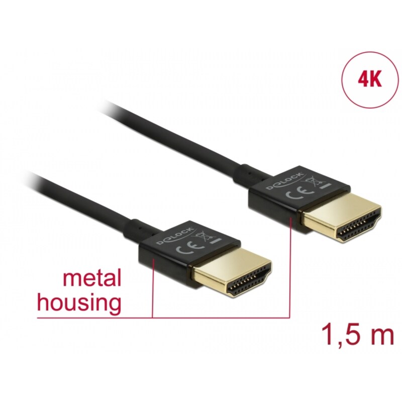 Delock Kabel High Speed HDMI mit Ethernet - HDMI Stecker > HDMI Stecker 3D 1,5m