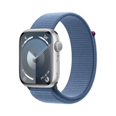 Apple Watch Series 9 GPS 45mm Aluminium Silber Sport Loop Winterblau