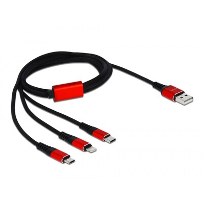 Delock USB Ladekabel 3 in 1 Typ-A zu Lightning™ / Micro USB / USB Type-C™ 1 m