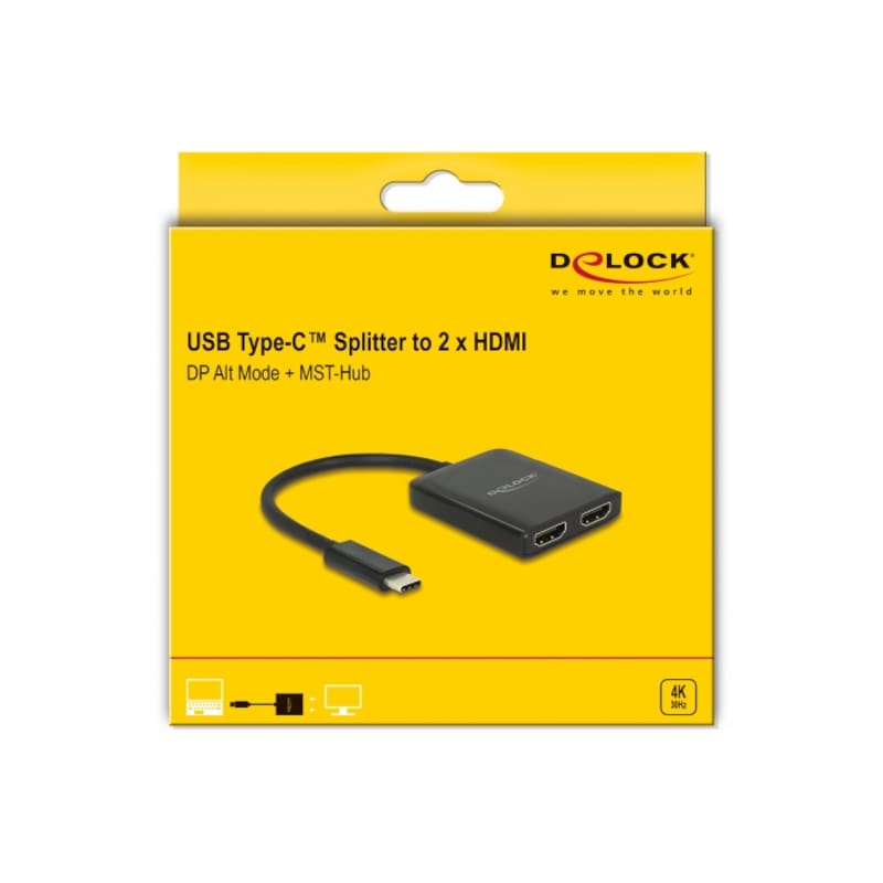 Delock USB Type-C™ Splitter (DP Alt Mode)  2 x HDMI out 4K 30 Hz