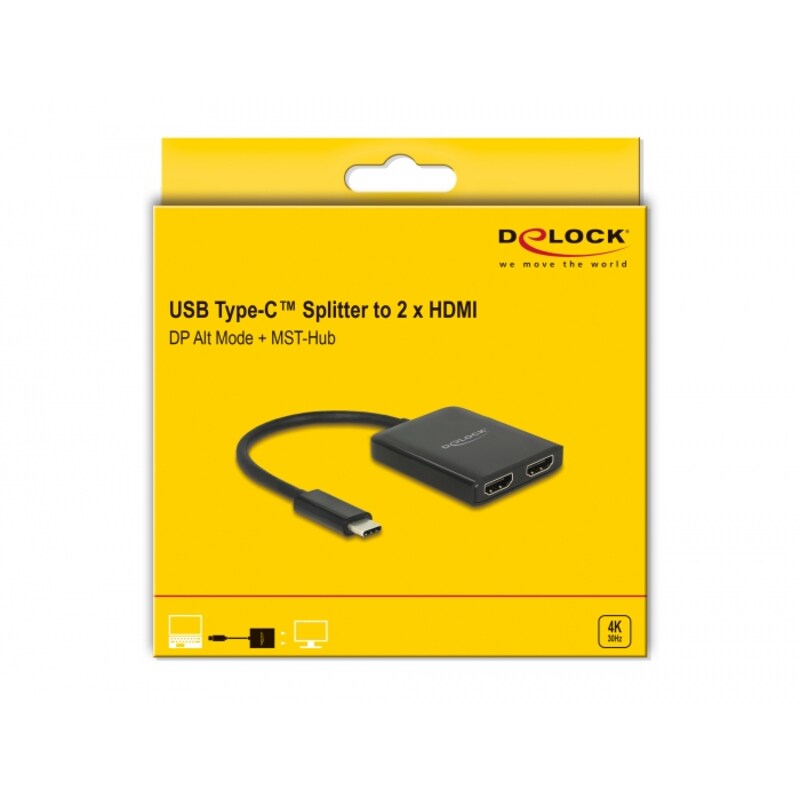 Delock USB Type-C™ Splitter (DP Alt Mode) > 2 x HDMI out 4K 30 Hz