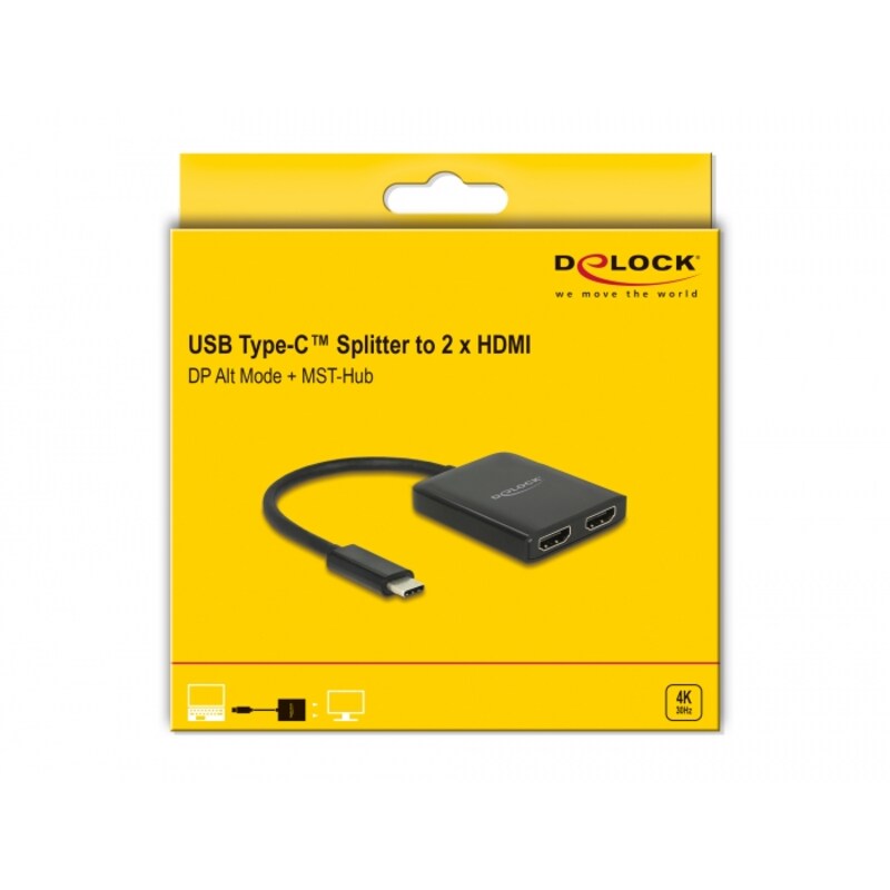 Delock USB Type-C™ Splitter (DP Alt Mode)  2 x HDMI out 4K 30 Hz