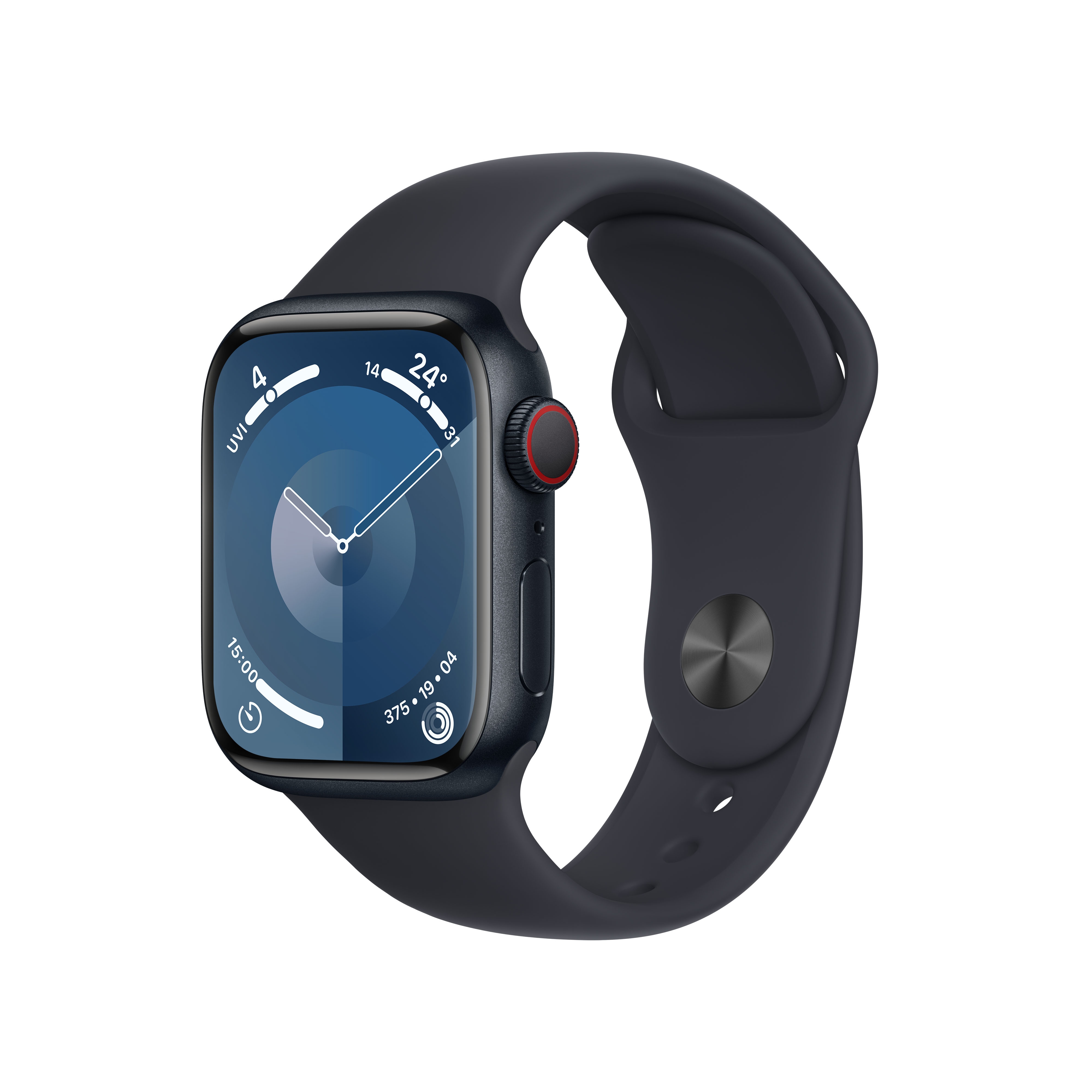 Apple Watch Series 9 LTE 41mm Aluminium Mitternacht Sportarmband Mitternacht S/M