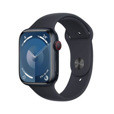 Apple Watch Series 9 LTE 45mm Aluminium Mitternacht Sportarmband Mitternacht S/M