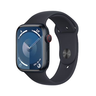 Image of Apple Watch Series 9 LTE 45mm Aluminium Mitternacht Sportarmband Mitternacht M/L