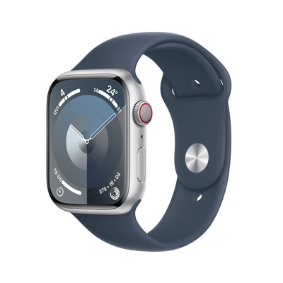 TC CD günstig Kaufen-Apple Watch Series 9 LTE 45mm Aluminium Silber Sportarmband Sturmblau M/L. Apple Watch Series 9 LTE 45mm Aluminium Silber Sportarmband Sturmblau M/L <![CDATA[• LTPO-OLED Display • 1 Tage Akkulaufzeit • Aluminium Gehäuse]]>. 