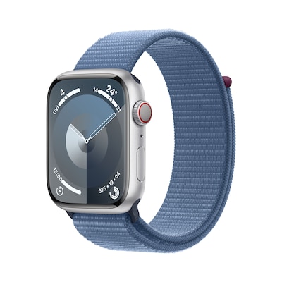 be in  günstig Kaufen-Apple Watch Series 9 LTE 45mm Aluminium Silber Sport Loop Winterblau. Apple Watch Series 9 LTE 45mm Aluminium Silber Sport Loop Winterblau <![CDATA[• LTPO-OLED Display • 1 Tage Akkulaufzeit • Aluminium Gehäuse]]>. 