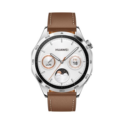 Auf der  günstig Kaufen-Huawei Watch GT 4 Smartwatch 46mm (Phoinix) silber/Lederarmb. AMOLED-Display. Huawei Watch GT 4 Smartwatch 46mm (Phoinix) silber/Lederarmb. AMOLED-Display <![CDATA[• 3,63 cm (1,43 Zoll) AMOLED Display • 14 Tage Akkulaufzeit • Edelstahl Gehäuse • 