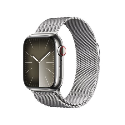 Apple Watch Series 9 LTE 41mm Edelstahl Silber Milanaise Silber