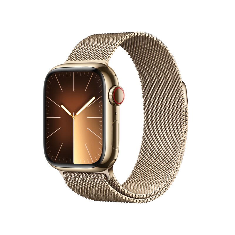 Apple Watch Series 9 LTE 41mm Edelstahl Gold Milanaise Gold