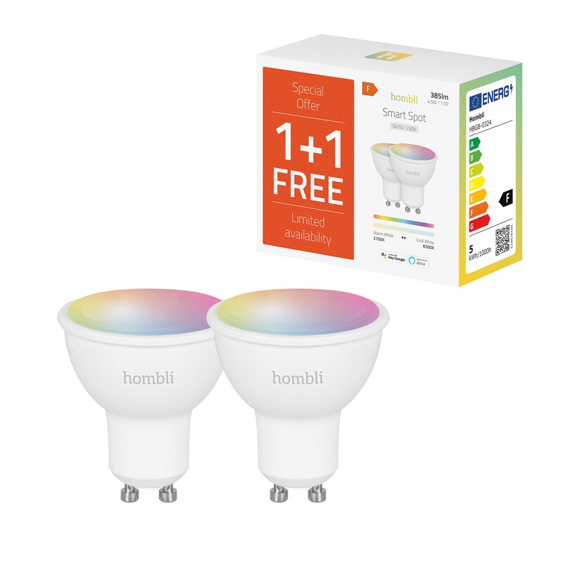 Hombli smarte Glühbirne GU10 5W RGB, 2er Pack